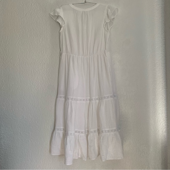 Magaschoni 100% Organic Cotton Peasant Tiered Midi Dress Size S - Picture 4 of 14